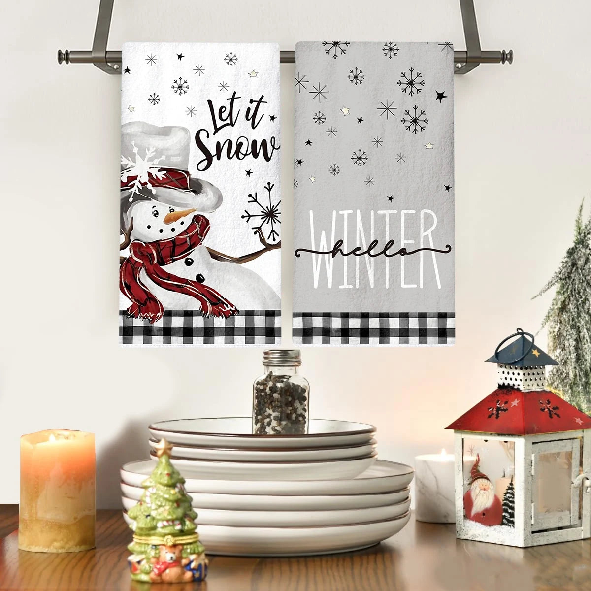 2 pezzi Strofinacci da Cucina di Natale Buon Natale Decorazione