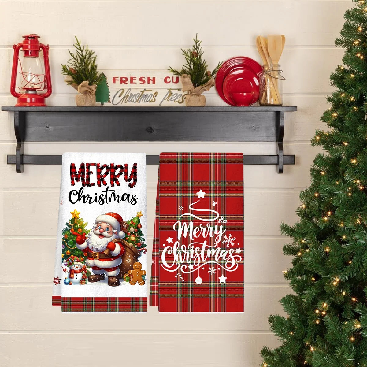 2 pezzi Strofinacci da Cucina di Natale Buon Natale Decorazione