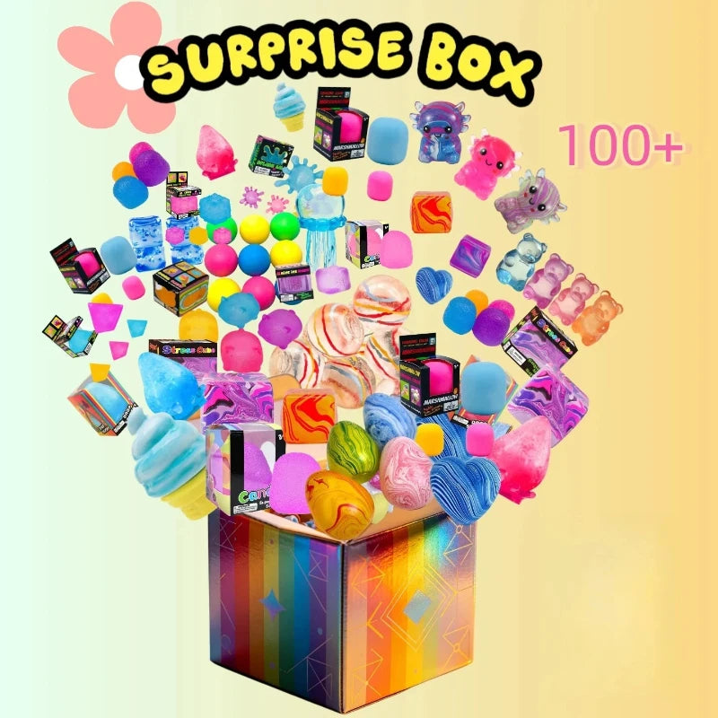 Oltre 100 pezzi di figure assortite Squishy in scatola sorpresa Giocattolo morbido a lenta espansione Fidget Toys con testa Moai, panda e coniglio antistress