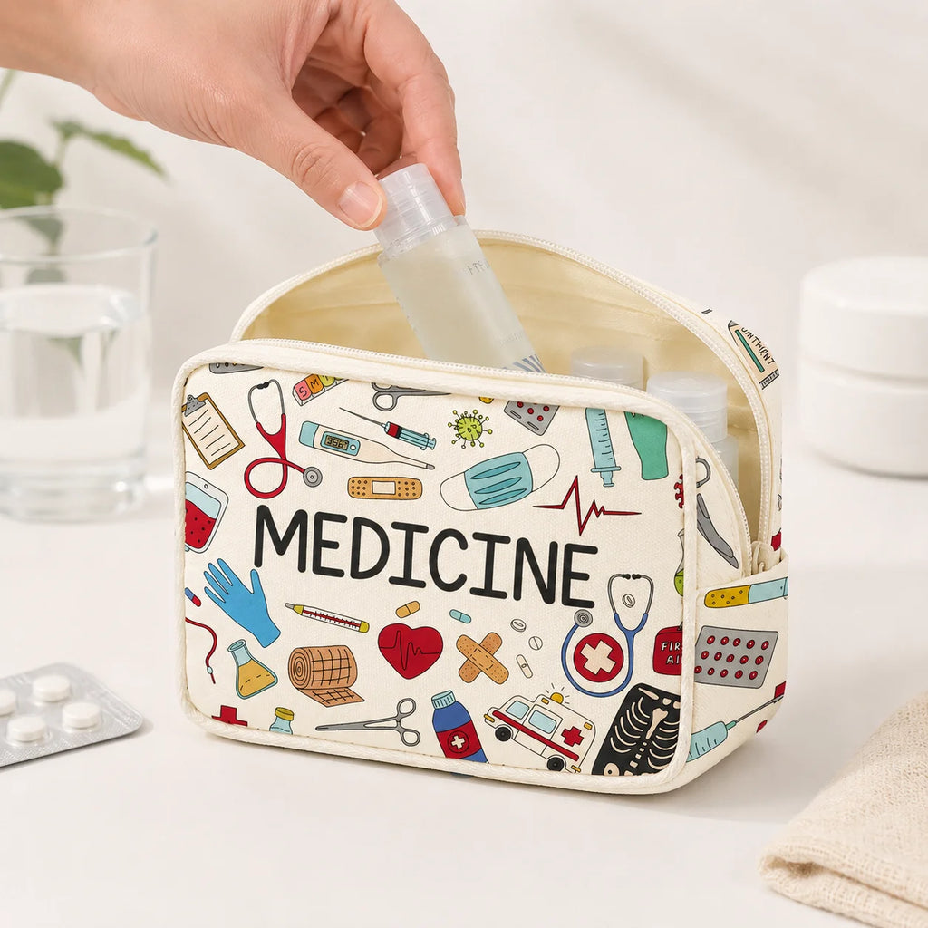Borsa per medicine grande capacità da viaggio, borsa medica portatile, set di borsa per conservazione medicine domestiche, kit di pronto soccorso portatile per esterni