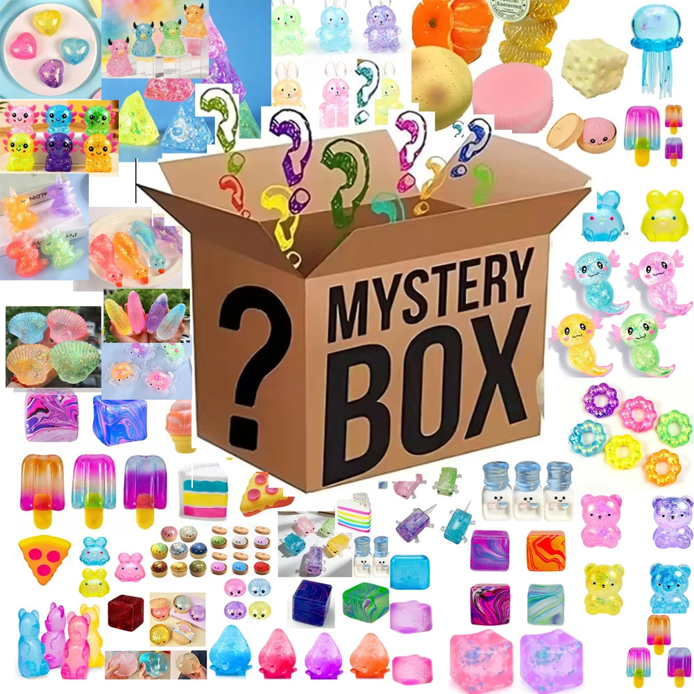 Oltre 100 pezzi di figure assortite Squishy in scatola sorpresa Giocattolo morbido a lenta espansione Fidget Toys con testa Moai, panda e coniglio antistress