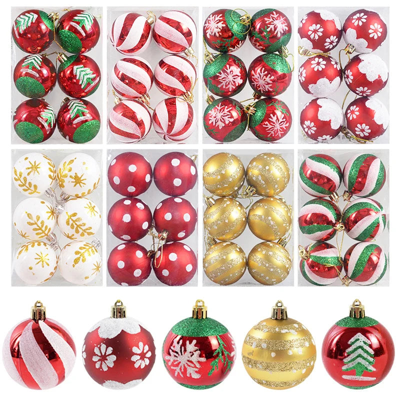 6 pezzi/scatola, palline di Natale da 6 cm, pendenti per albero di Natale, decorazioni natalizie per la casa