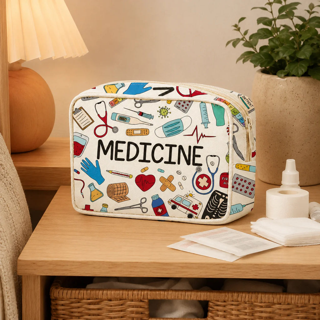 Borsa per medicine grande capacità da viaggio, borsa medica portatile, set di borsa per conservazione medicine domestiche, kit di pronto soccorso portatile per esterni