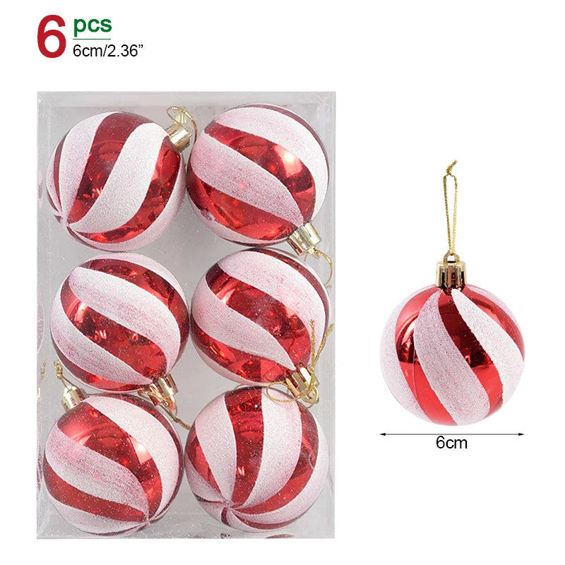 6 pezzi/scatola, palline di Natale da 6 cm, pendenti per albero di Natale, decorazioni natalizie per la casa