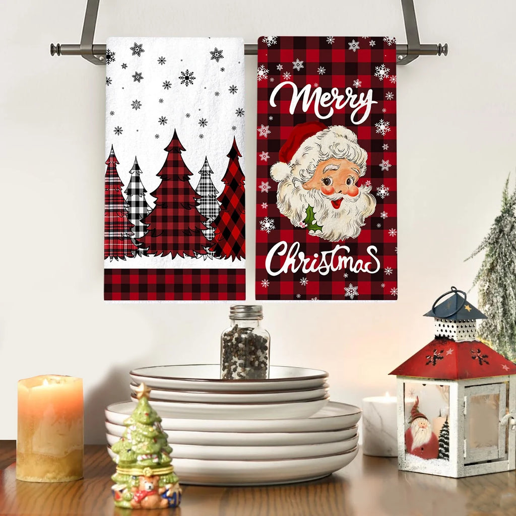 2 pezzi Strofinacci da Cucina di Natale Buon Natale Decorazione