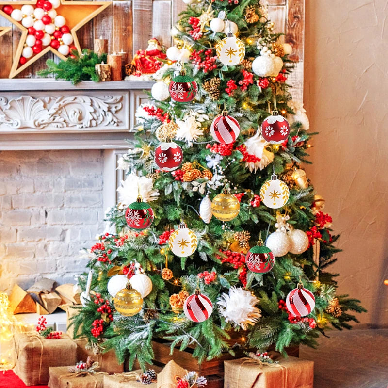 6 pezzi/scatola, palline di Natale da 6 cm, pendenti per albero di Natale, decorazioni natalizie per la casa